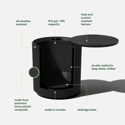 Veradek 21" Black Concrete-Plastic Drum Shape Accent Table