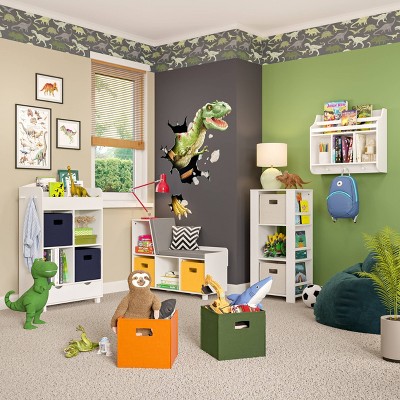 White Kids Bookshelf and Toy Organizer with Cubbies