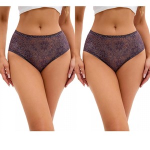 INSPIRE CHIC 2 Pcs Women's Breathable Briefs Regular & Plus Size Hipster Panties Mid-Waisted Underware - 1 of 4
