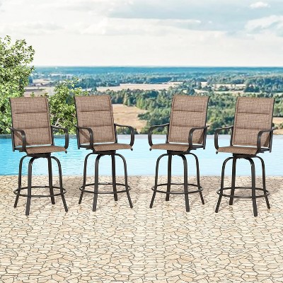 VisioGear Patio Counter and Bar Stools, 4 Pieces Bar Stools, Height Top Patio Barstools 360° Swivel, Brown, 25.2"*25.2"*48.6"