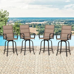 VisioGear Patio Counter and Bar Stools, 4 Pieces Bar Stools, Height Top Patio Barstools 360° Swivel, Brown, 25.2"*25.2"*48.6" - 1 of 4