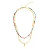 Adornia 14k Gold Plated Adjustable Layered Color Beads and Paperclip Chain Initial Necklace - 4 of 4