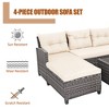 Tangkula 4PCS Rattan Patio Conversation Furniture Set Outdoor Sectional Sofa Set White - 3 of 4