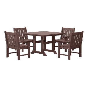 WestinTrends Malibu 5-Piece HDPE Outdoor Patio Chair and Square Table Dining Set - 1 of 4