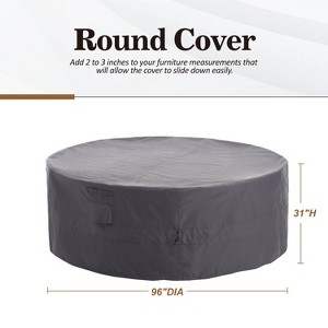 Waterproof Outdoor Patio Round Cover - Gray - Dancing Garden Collection - 1 of 4
