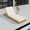 Outdoor Chaise Lounge Set, Chaise Lounge with Adjustable Backrest and Triple-Fold Cushion, Acacia Wood Frame Chaise Lounge-Coolbibila - 2 of 4