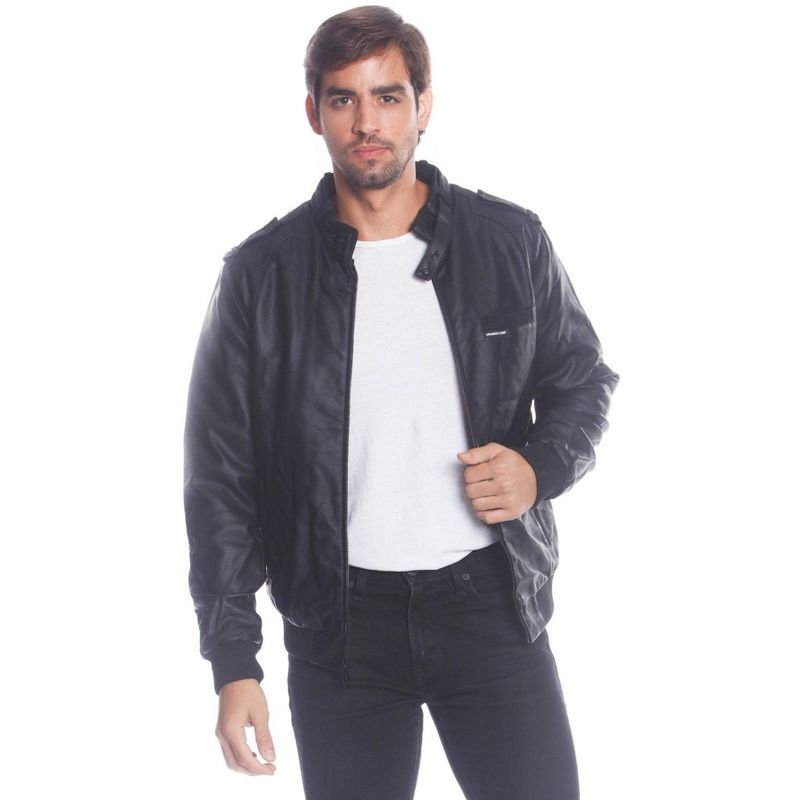 Members Only Men's Big and Tall Faux Leather Iconic Racer Jacket, 3 of 7