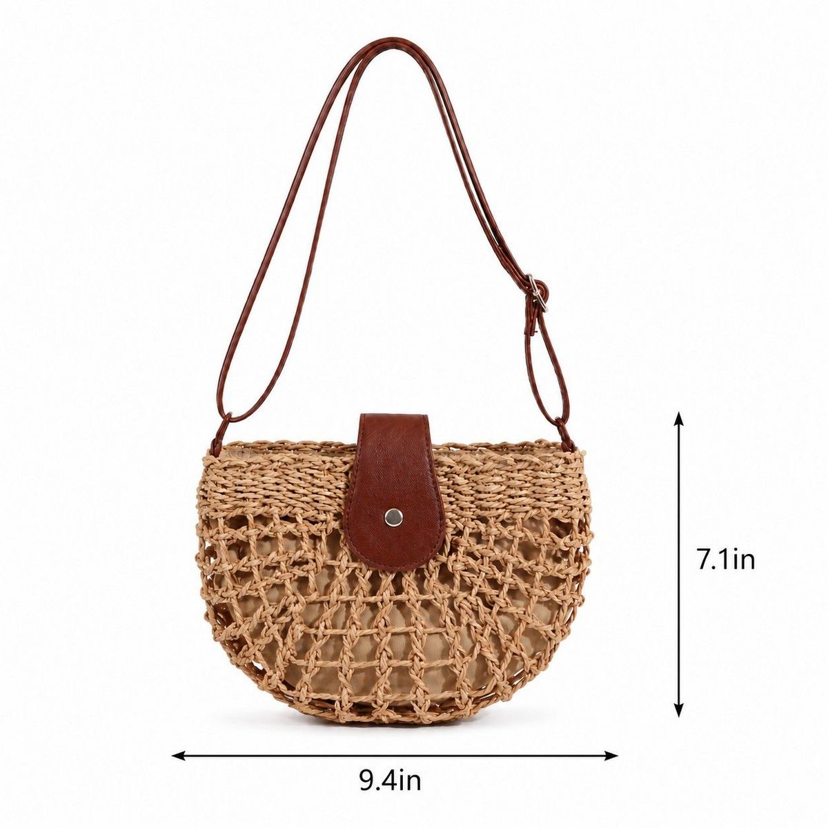 Alilang Woven Straw Crescent Crossbody Handbag with Adjustable Shoulder Strap - thumbnail 10