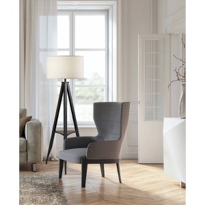 Warren Shelf Floor Lamp Black - Adesso: Modern Design, Linen Shade, Metal Body, ETL Listed - 1 of 2