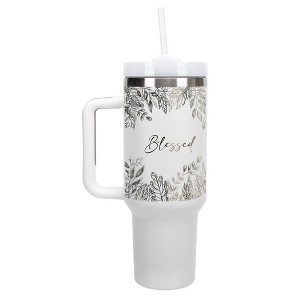 Elanze Designs Blessed Autumn Harvest Leaves 40 oz. Stainless Steel, Large Water Bottle Coffee Mug, Spill & Leak Resistant, Thermal Travel Tumbler - 1 of 1