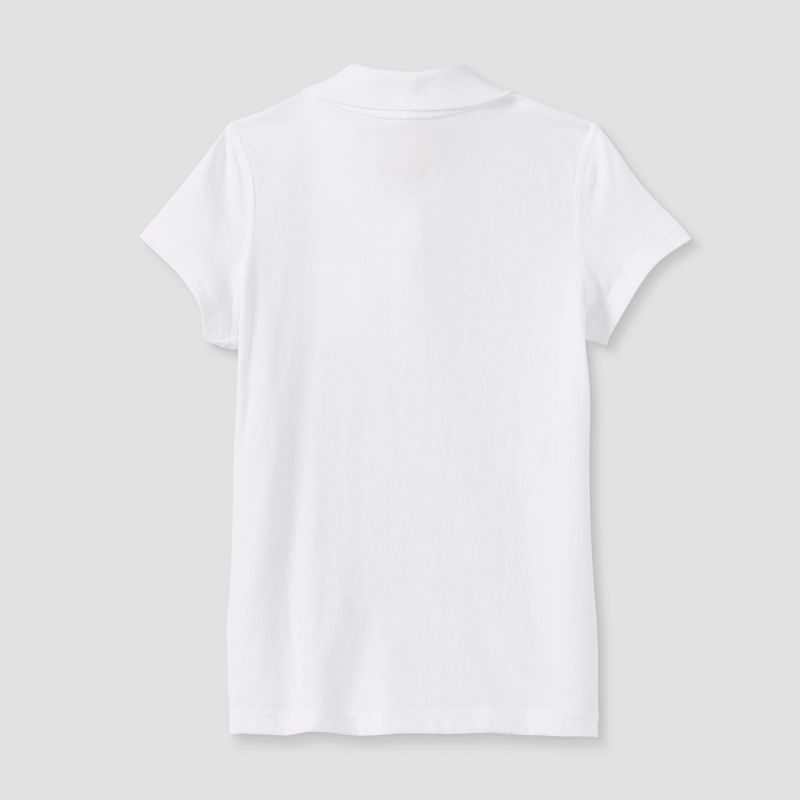 Girls' Adaptive Short Sleeve Polo Shirt - Cat & Jack™ White, 2 of 4