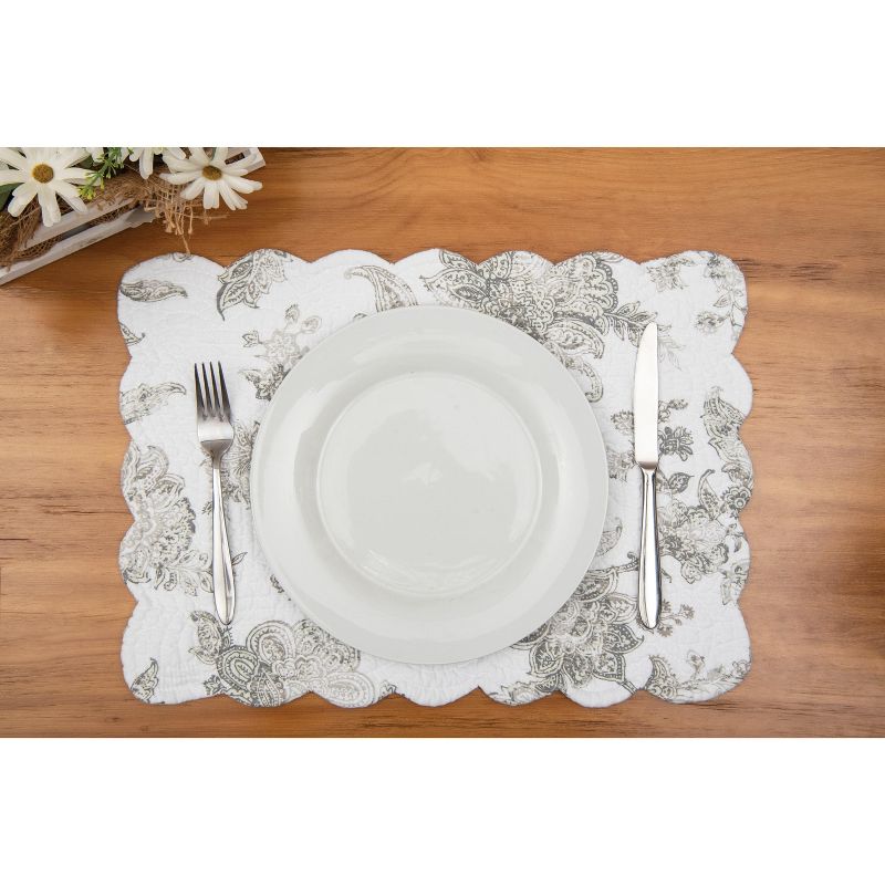C&F Home Miriam Slate Quilted Reversible Gray Damask Placemat Set of 6, 5 of 10