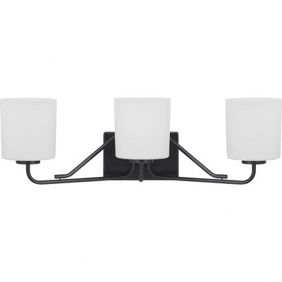 Progress Lighting Tobin 3-Light Bath Vanity in Brushed Nickel with Etched White Glass Shades