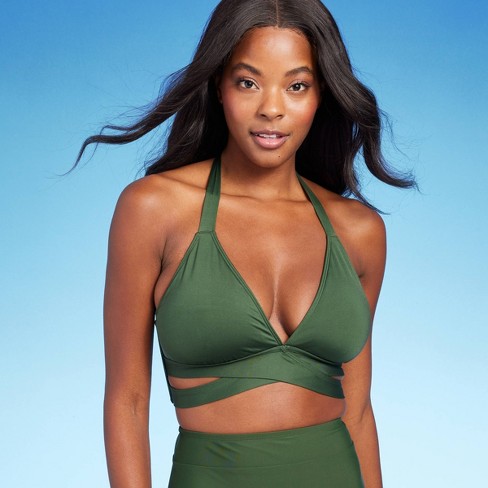 Aas Leed Verraad Women's Faux Wrap Bikini Top - Kona Sol™ Dark Green D/dd Cup : Target