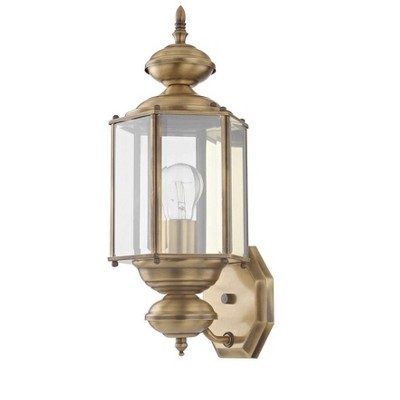 Antique Brass Elegance Outdoor Wall Lantern with Clear Beveled Glass