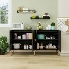 Okak Modern Storage Cabinet With 4 Carved Door&Adjustable Shelf, Sideboard Buffet Cabinet Coffee Bar For Living Room,Diningroom,Kitchen - 3 of 4