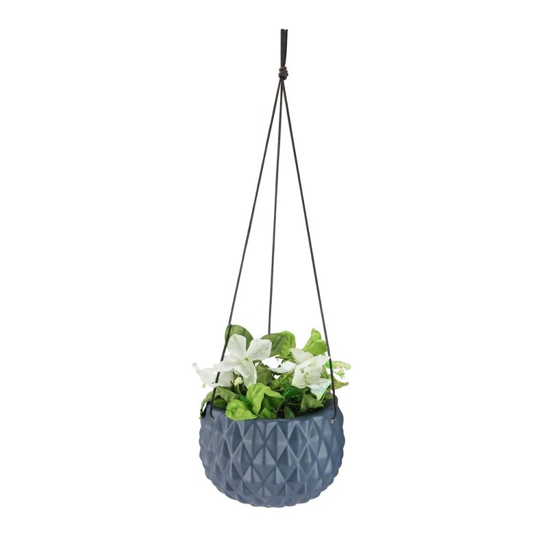 Northlight 5.5" Contemporary Faceted Hanging Outdoor Planter - Blue/Brown, 2 of 3