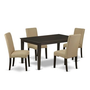 Modern Dining Set 5 Piece - Rectangle Table & 4 Parson Chairs - Cappuccino Finish - 1 of 4