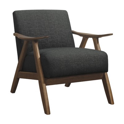 Lexicon Damala Collection Retro Inspired Wood Frame Accent Chair Seat with Polyester Fabric for Living Rooms and Offices, Dark Grey