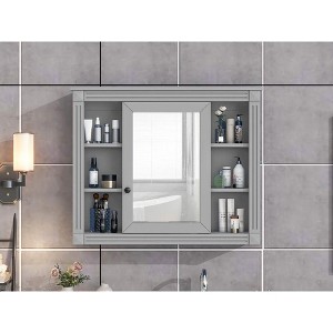 NicBex Wall Mounted Bathroom Storage Cabinet,35'' x28'' Medicine Cabinet with 6 Open Shelves and Mirror,Bathroom Storage Cabinet for Bathroom - 1 of 4