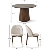 Modern Round Dining Set with Walnut Finish, 46" Pedestal Table and 4 Comfortable Curved Back Upholstered Chairs-Maison Boucle - 4 of 4