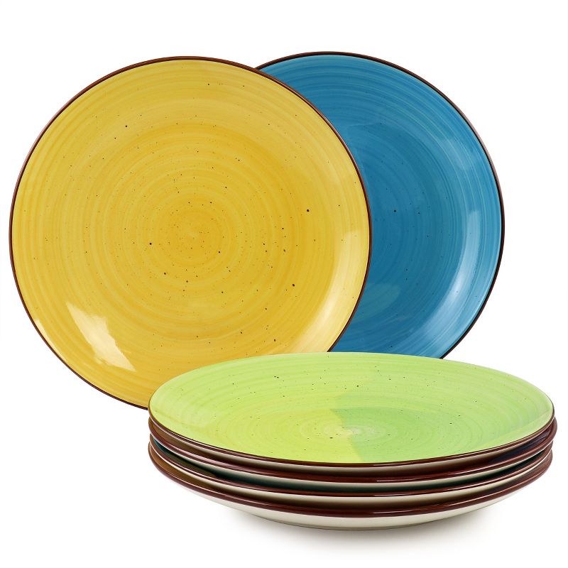 Elama Sebastian 6 Piece Stoneware Dinner Plate Set in Assorted Colors, 1 of 8