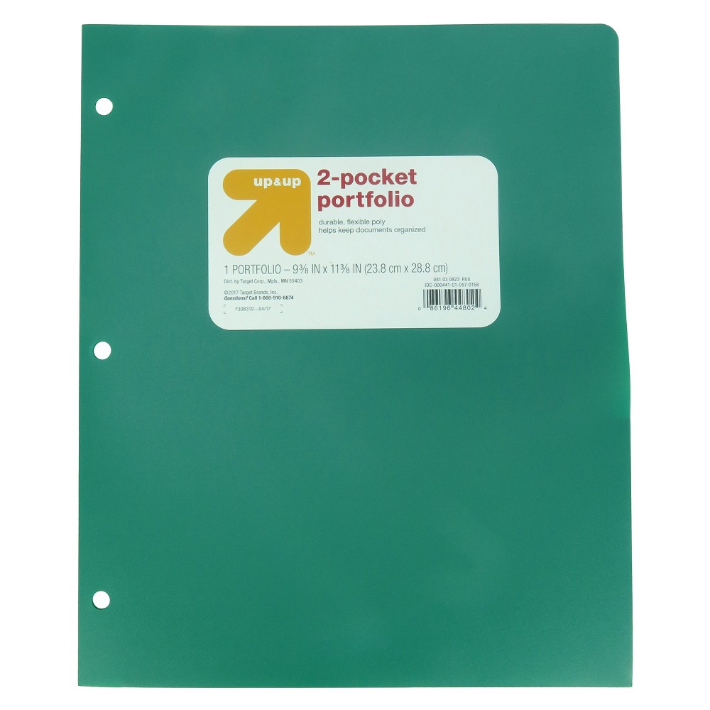 up & up Two Pocket Poly Portfolio - Folder - Green( Case of 170)