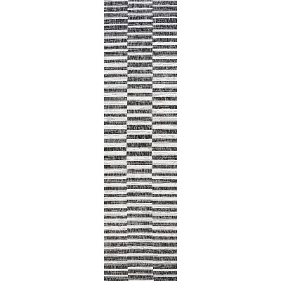 Sukie Soft Low Pile Ivory/Black Stripe Synthetic Area Rug - 2x10
