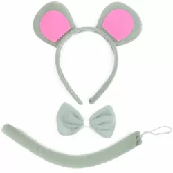 Skeleteen Childrens Mouse Costume Accessory Set - Grey and Pink