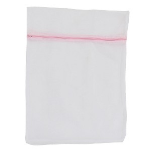 Unique Bargains Nylon Fine Mesh Lightweight Laundry Bag 19.6" x 15.7" Pink White 1 Pc - 1 of 3
