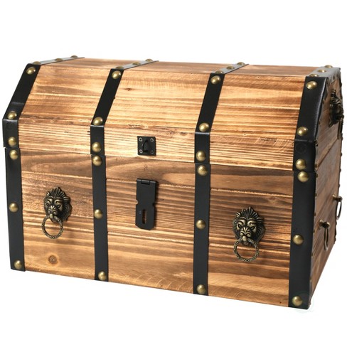 Vintiquewise Large Wooden Pirate Lockable Trunk With Lion Rings : Target