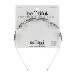 scünci be-ü-tiful Rhinestone Embellished Floral Metal Headband - Silver - 1 of 4