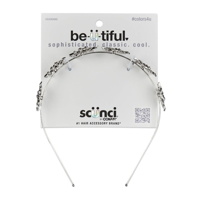 sc&#252;nci be-&#252;-tiful Rhinestone Embellished Floral Metal Headband - Silver, 1 of 8