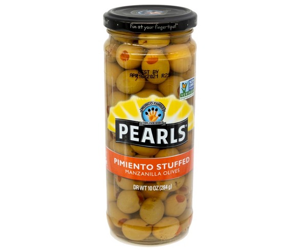 Green Pearls Manzanilla Piminto Stuffed Olives - 10oz