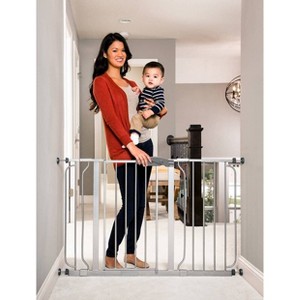 Regalo Extra Wide Easy Step Metal Walk Through Baby Gate - Platinum - 1 of 3