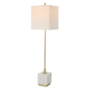 Uttermost Escort Brass Buffet Lamp – 37"H Slim Brushed Metal Base with Square White Linen Shade - 1 of 4