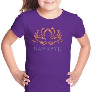 LA Pop Art Girl's Word Art T-shirt - Namaste - 1 of 4