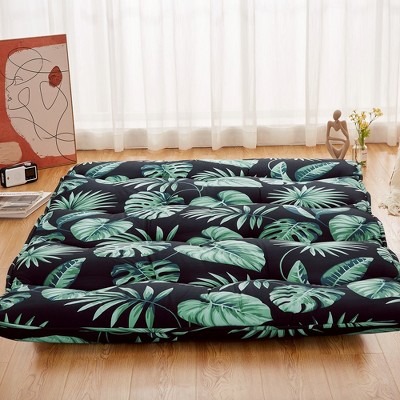 Floral Printed Futon Floor Mattress Twin/Full Size Japanese Style Roll Up Sleeping Mattress Pad for Indoor Outdoor Travel