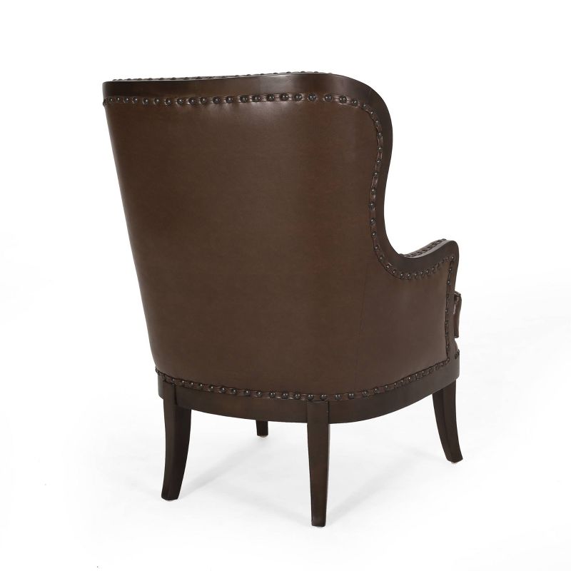 Mantua Contemporary Upholstered Accent Chair with Nailhead Trim Dark Brown - Christopher Knight Home, 4 of 11
