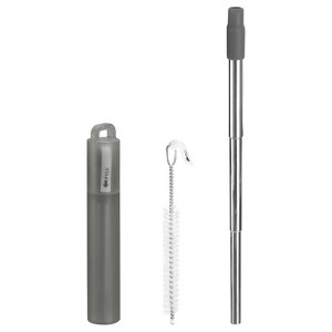 Unique Bargains 304 Stainless Steel Collapsible Portable Adjustable Drinking Straw with Case and Cleaning Brush 1 Set - 1 of 4