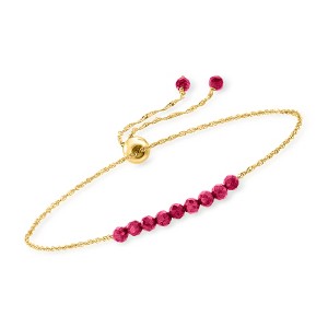Pure Collection by Ross-Simons 2.70 ct. t.w. Ruby Bead Bolo Bracelet 14kt Yellow Gold Size - 1 of 4