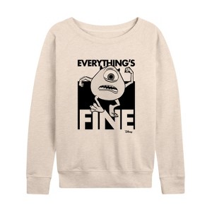 Women's - Disney - Everythings Fine Lightweight French Terry Wide Neck Long Sleeve Shirt - 1 of 4