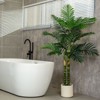 5ft Golden Cane Palm Artificial Tree Fake Palm Plant with White Planter for Indoor Home Office Decor - 2 of 4