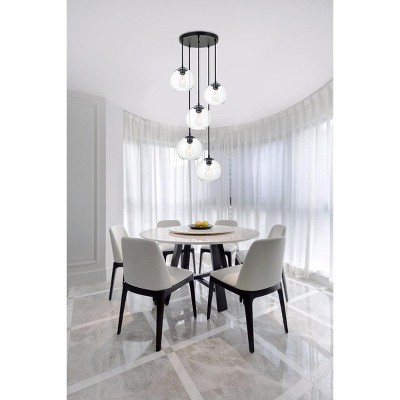 Baxter Cosmopolitan 5-Light Black Iron & Clear Glass Globe Pendant