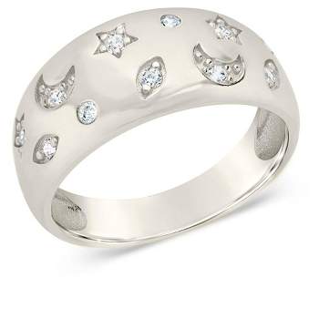 SHINE by Sterling Forever Star and Crescent Bezel Dome Band Ring