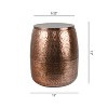 happimess Merida Modern Rustic Hammered Metal Drum Storage Side Table with Lid - 2 of 4