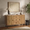 LuxenHome Oak Manufactured Wood 48.8-Inch Wide 2-Door 3-Drawer Buffet Cabinet - 4 of 4