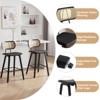 Bekrvio 26" Counter Height Bar Stools-Mid Century Modern Wood Frame,PU Leather Upholstered with Rattan Back, Kitchen Island Counter Stools - 4 of 4