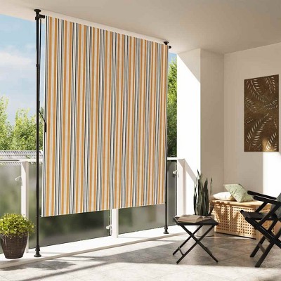 Aghana Digitals Outdoor UV-Resistant Striped Roller Blind - Yellow & White PU-Coated Polyester,