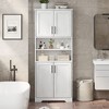 Coucheta 67" Bathroom Storage Cabinet, Cupboard with 4 Doors & Adjustable Shelves, Freestanding Organizer for Bathroom, Kitchen, Pantry & Living Room - 4 of 4